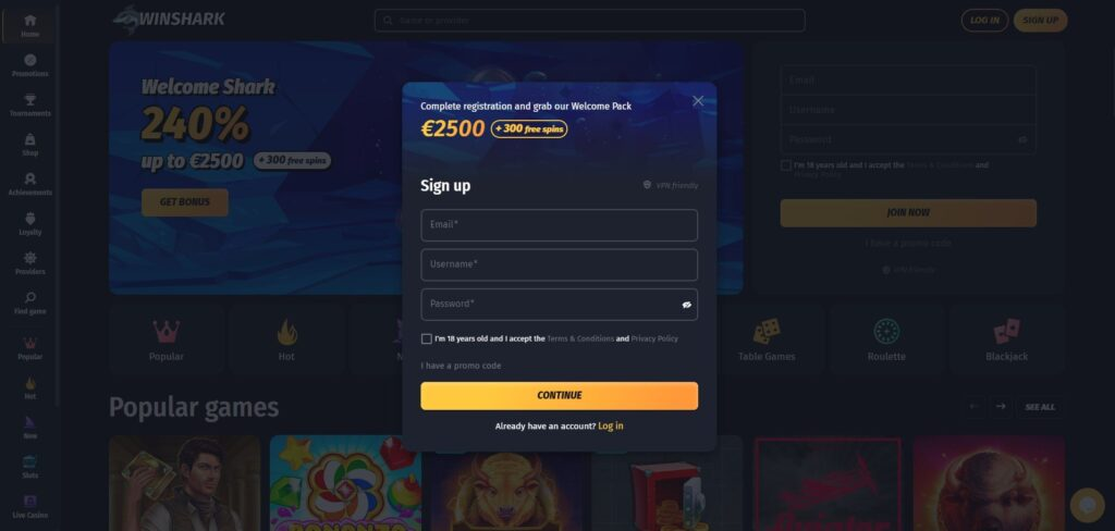 winshark casino Gameplay